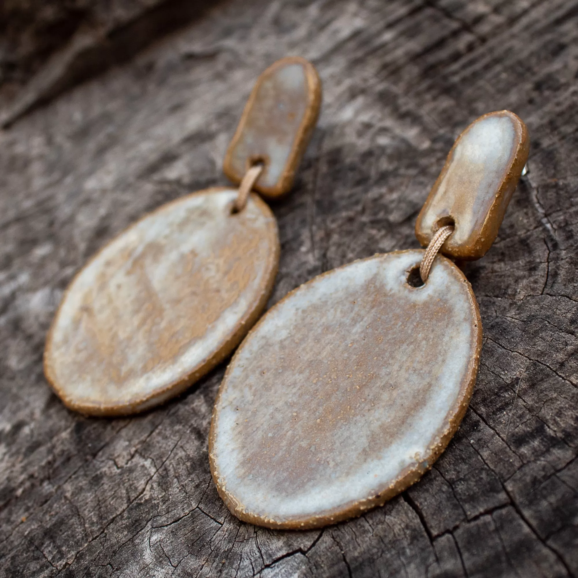 Long Oval Statement Ceramic Earrings