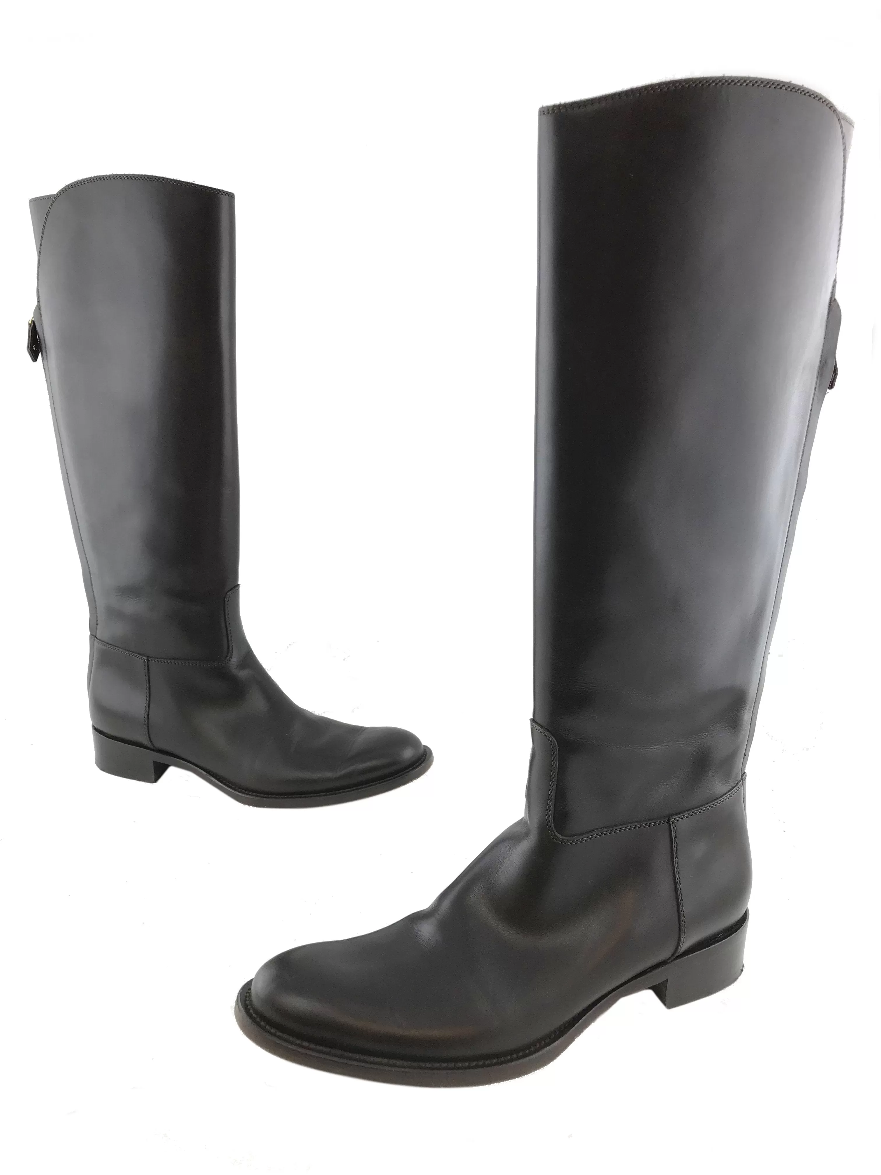 Loro Piana Wellington Leather Knee High Boots Size 8.5