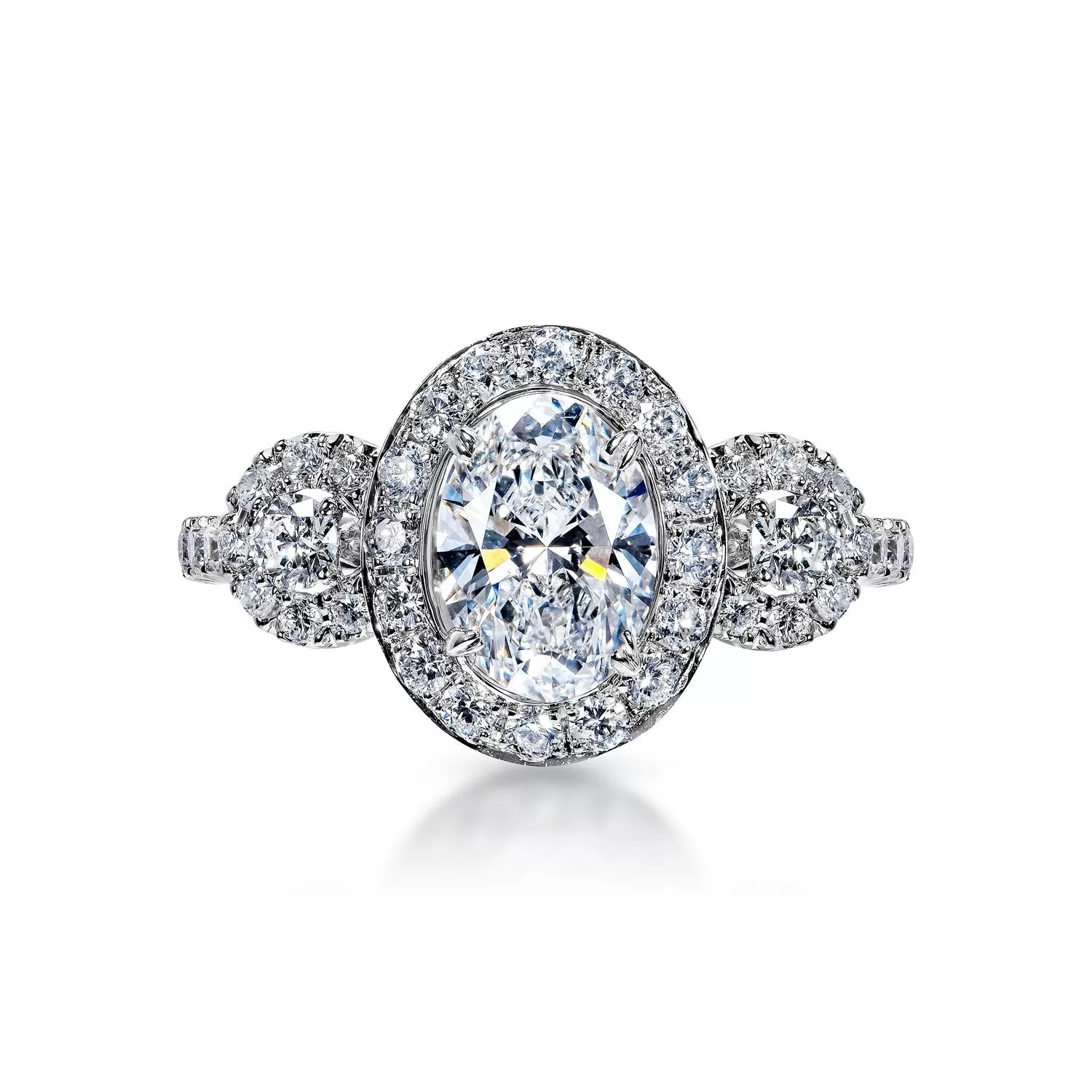 Ludie 2 Carat E VS1 Oval Cut Lab Grown Diamond Engagement Ring in 18k White Gold. IGI Certified