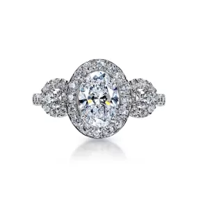 Ludie 2 Carat E VS1 Oval Cut Lab Grown Diamond Engagement Ring in 18k White Gold. IGI Certified