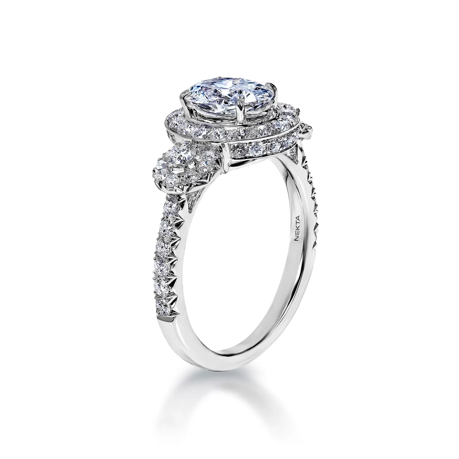 Ludie 2 Carat E VS1 Oval Cut Lab Grown Diamond Engagement Ring in 18k White Gold. IGI Certified