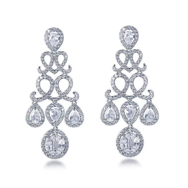 Luxurious White Stone Drop Earrings