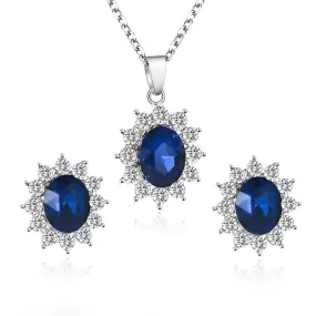 Luxury Sunflower Cubic Zirconia Necklace & Stud Earrings Trendy Fashion Jewelry Set