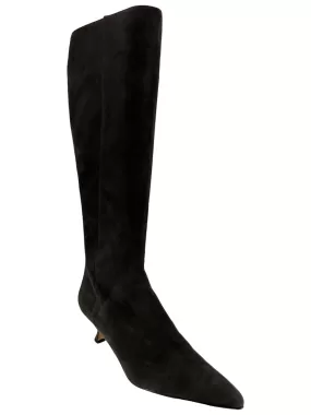 Manolo Blahnik Gray Suede Knee High Pointed Boots Size 11