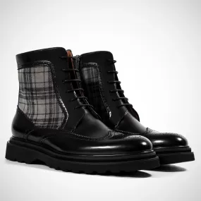 Man's Plaid brogue boots 901H02