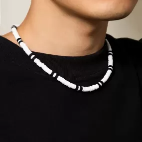 Men Necklace Black White Bicolor Polymer Clay Retro Beaded Casual Bohemia Clavicle Necklace S4579451