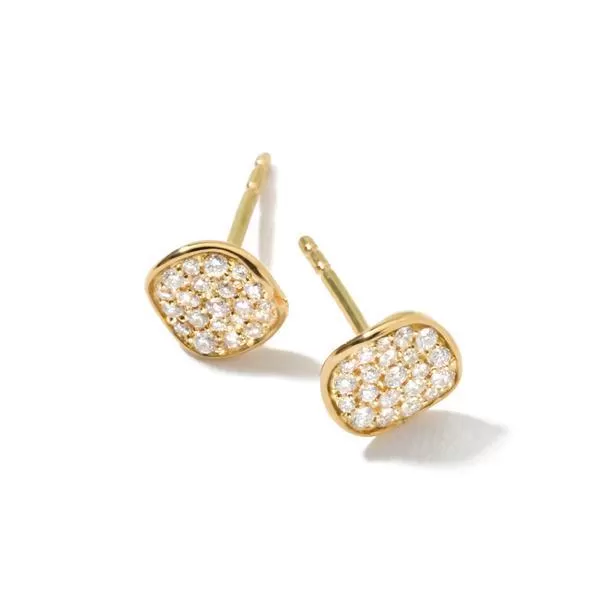 Mini Flower Stud Earrings In 18K Gold With Diamonds