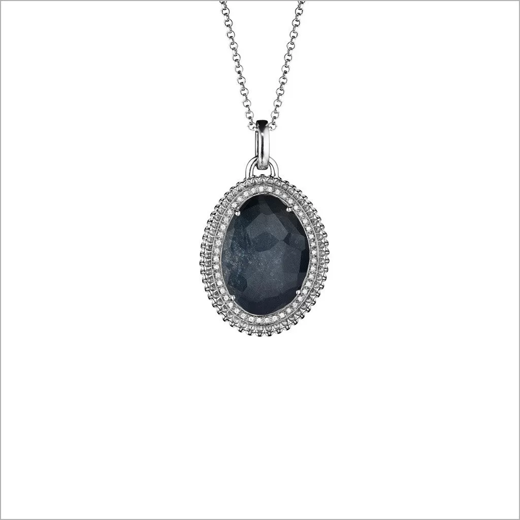 Motif Hematite & Diamond Necklace in Sterling Silver