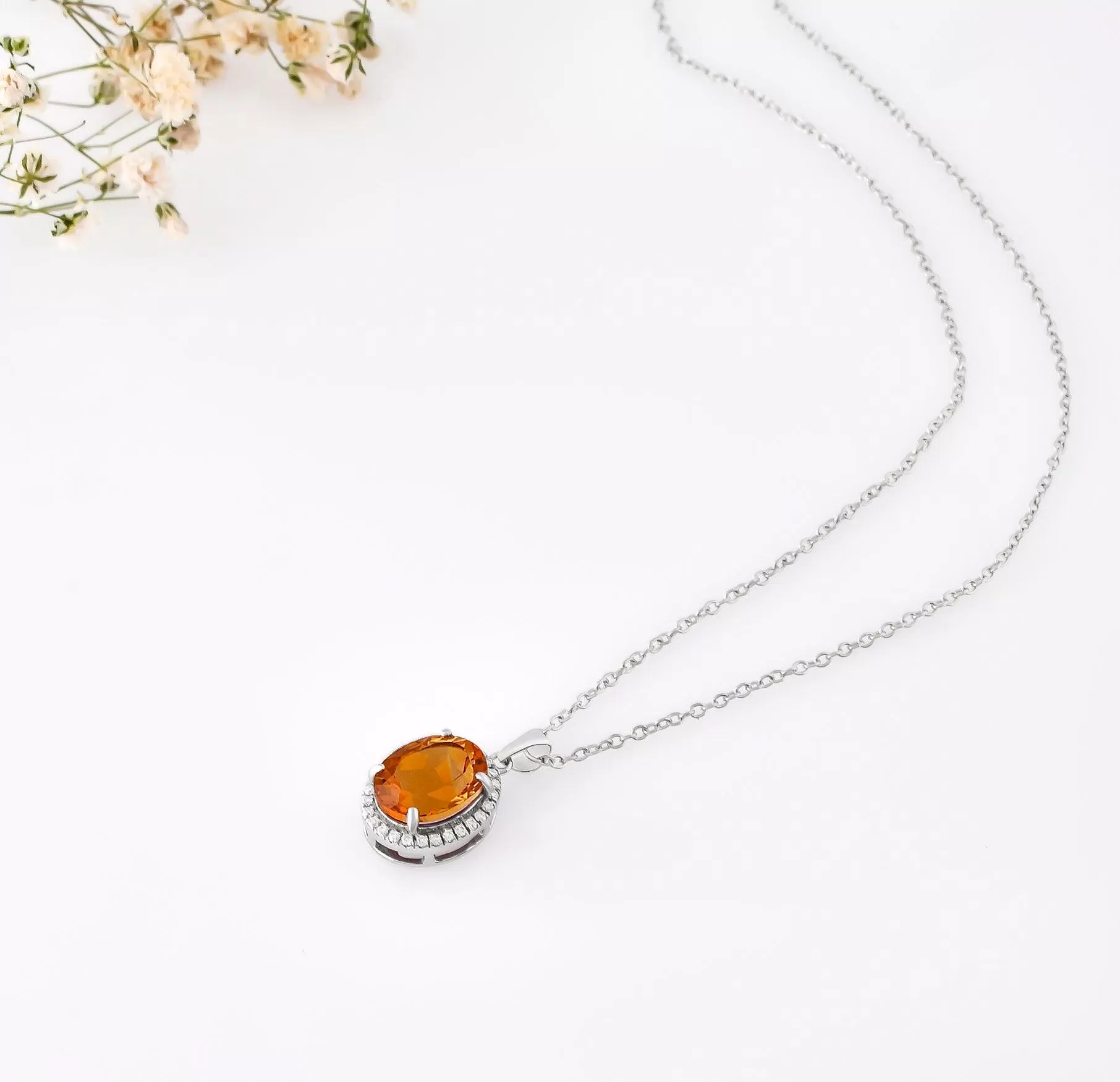 Natural Citrine Pendant Necklace