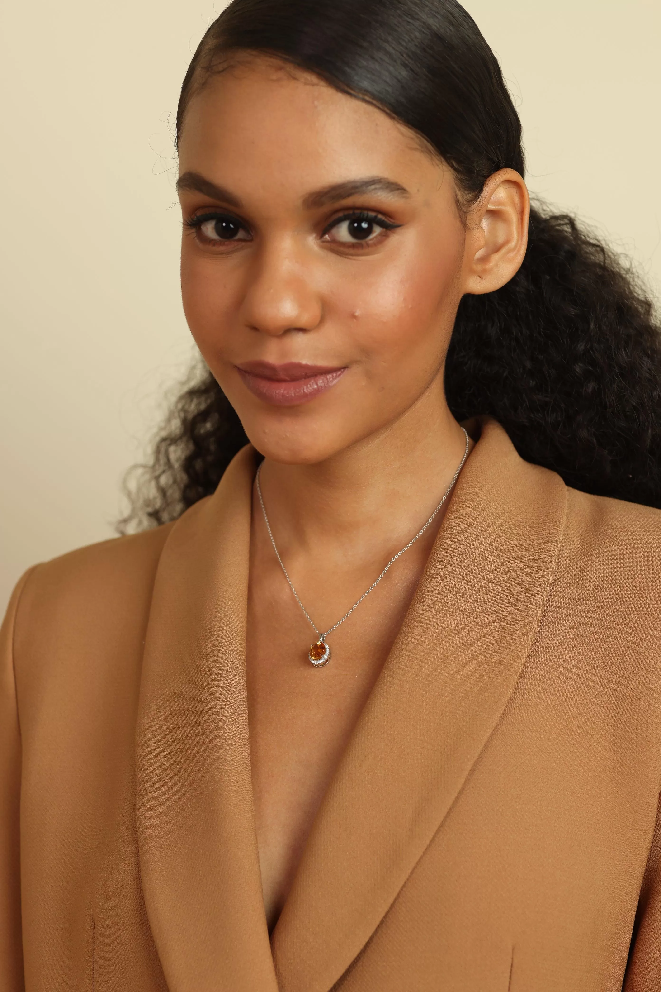 Natural Citrine Pendant Necklace