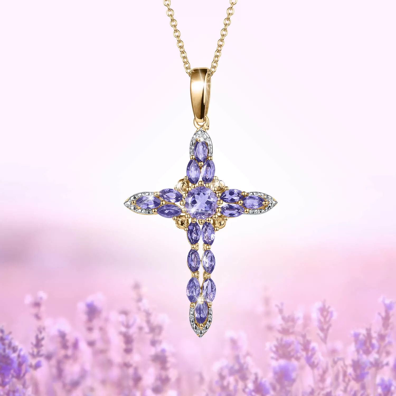 Oasis Iolite Cross Pendant