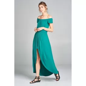 Off Shoulder Solid Jersey Romper Maxi