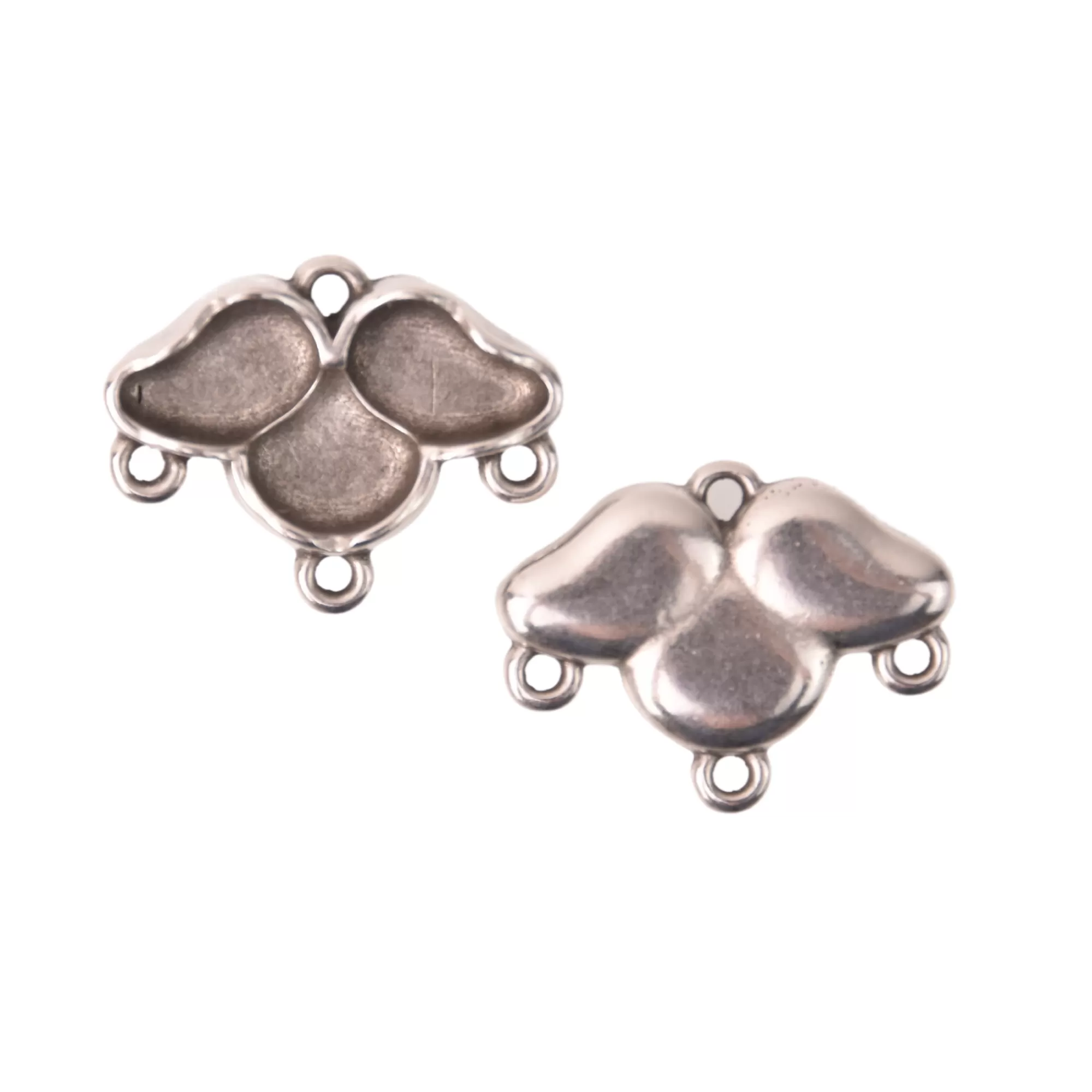 Paisley Ginko Seed Bead Connector Charms, Episkopi Pendant Settings Rose Gold, Silver, Bronze - 1 pair