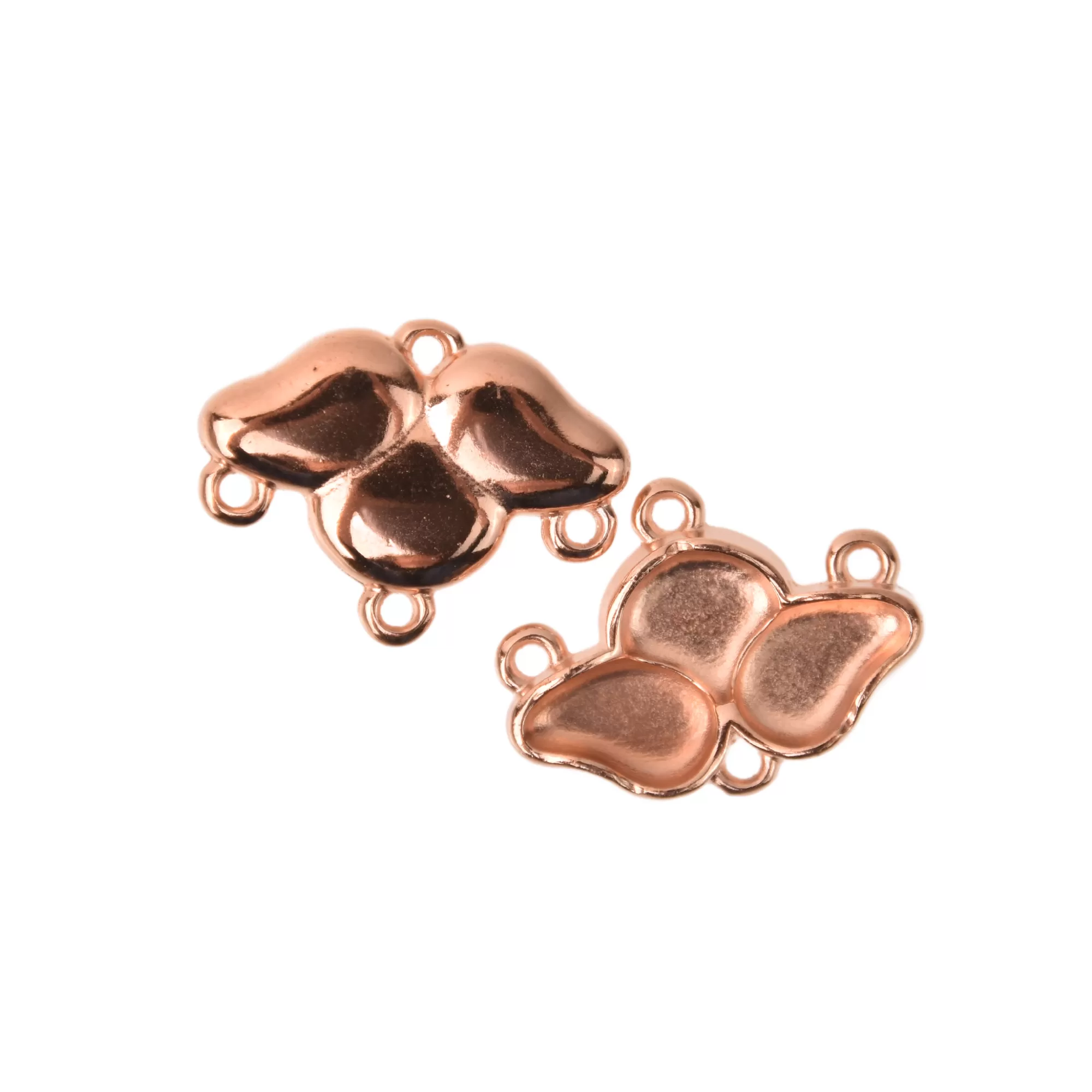 Paisley Ginko Seed Bead Connector Charms, Episkopi Pendant Settings Rose Gold, Silver, Bronze - 1 pair