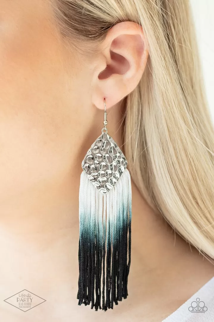 Paparazzi Dip In - Black Ombre Tassel Earrings