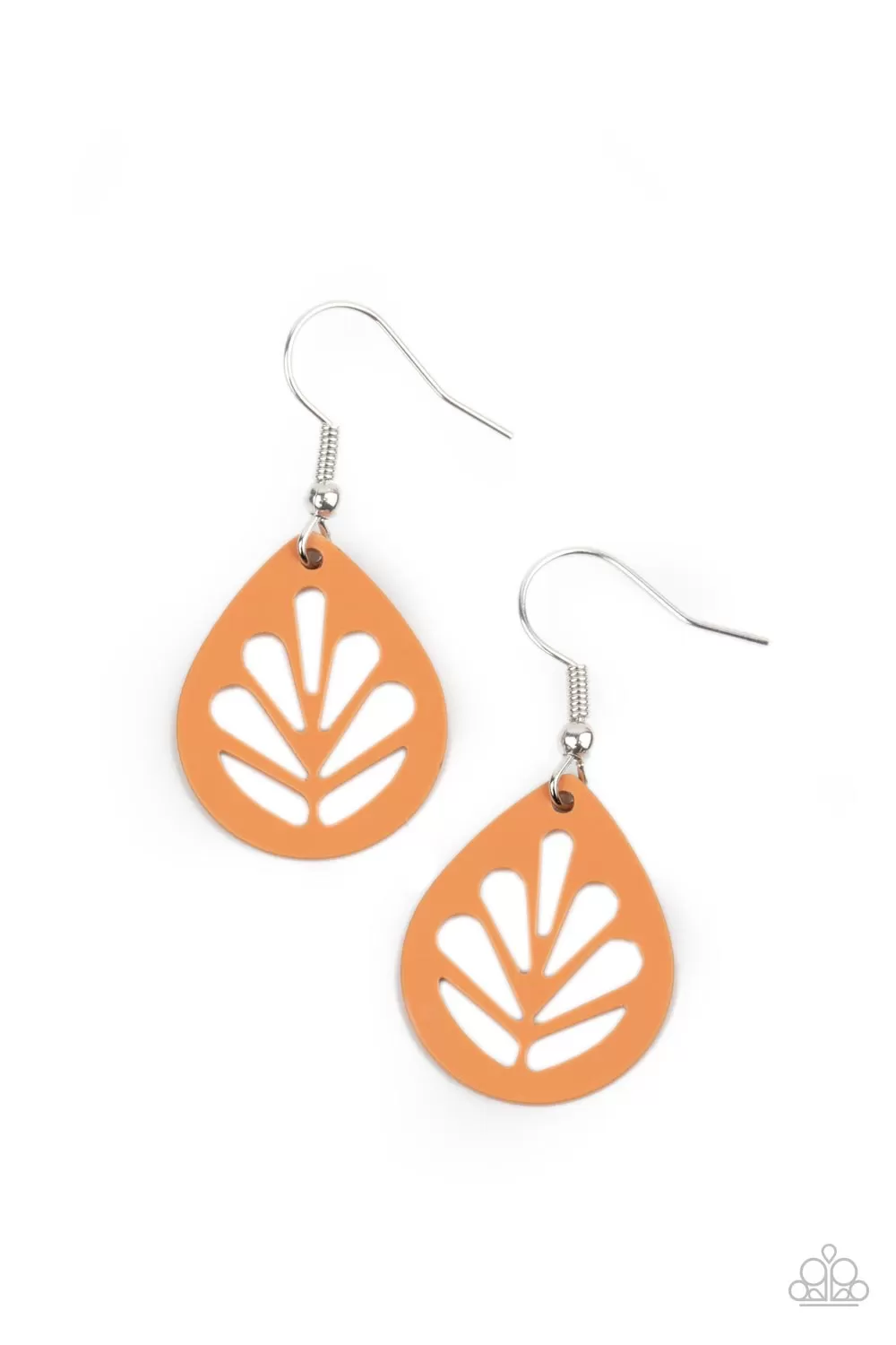 Paparazzi Earrings ~ LEAF Yourself Wide Open - Orange Wooden Earring