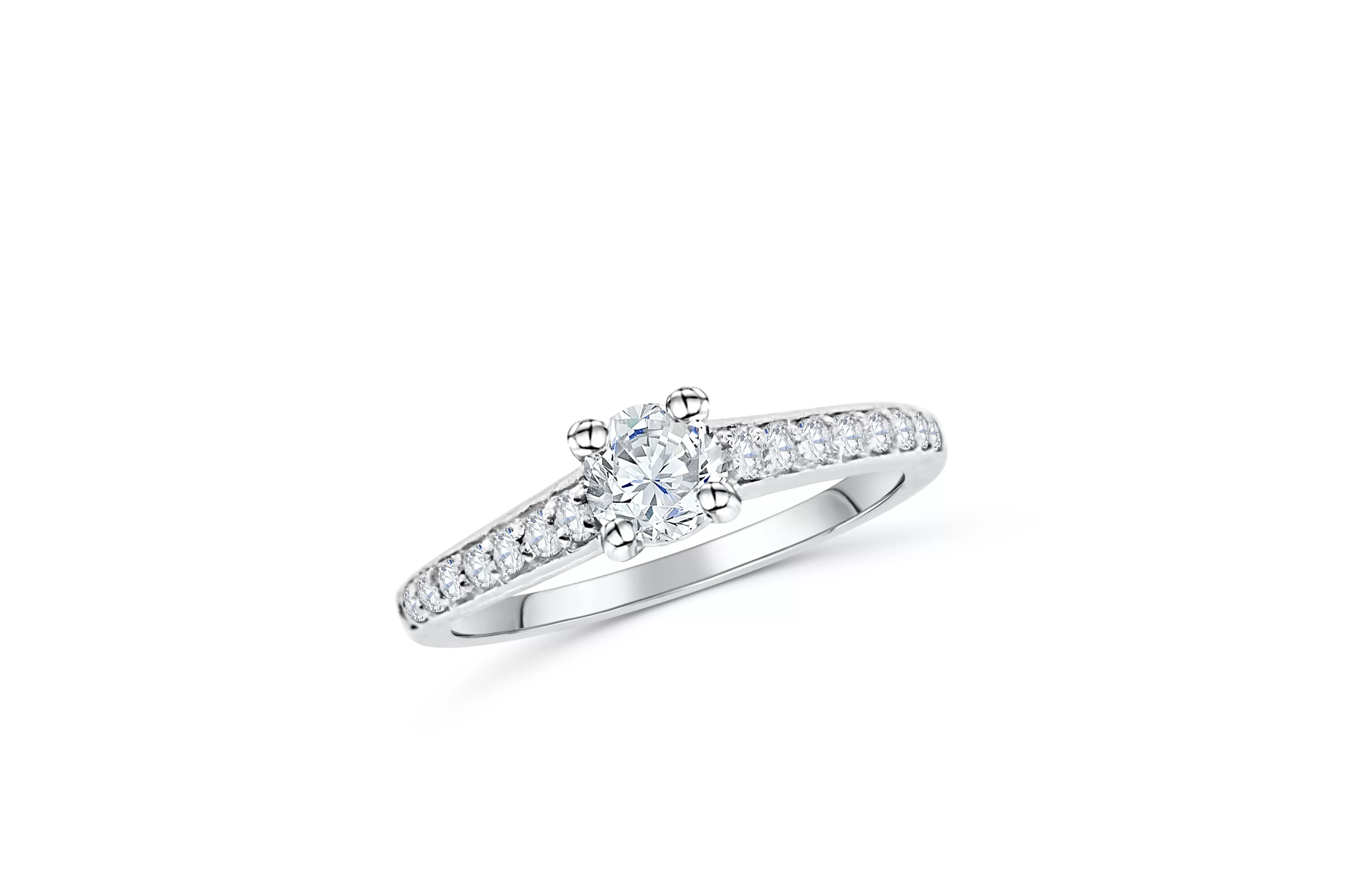 Pave Diamond Engagement Ring 0.62 ct tw 14K White Gold DENG007