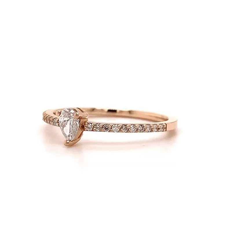 Pave Solitaire Pear Ring