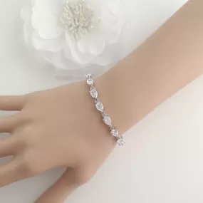 Pear and Round Shaped Bridal Bracelet- Ivy