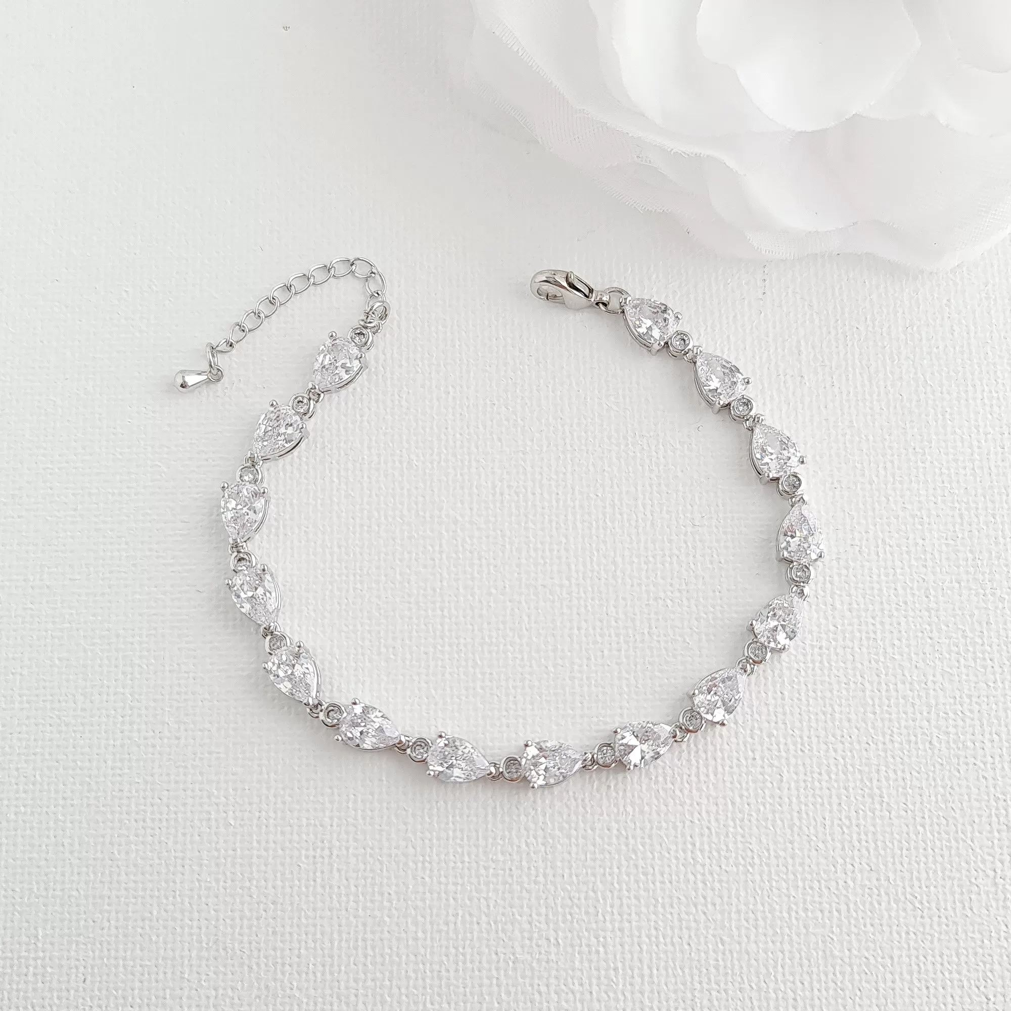 Pear and Round Shaped Bridal Bracelet- Ivy