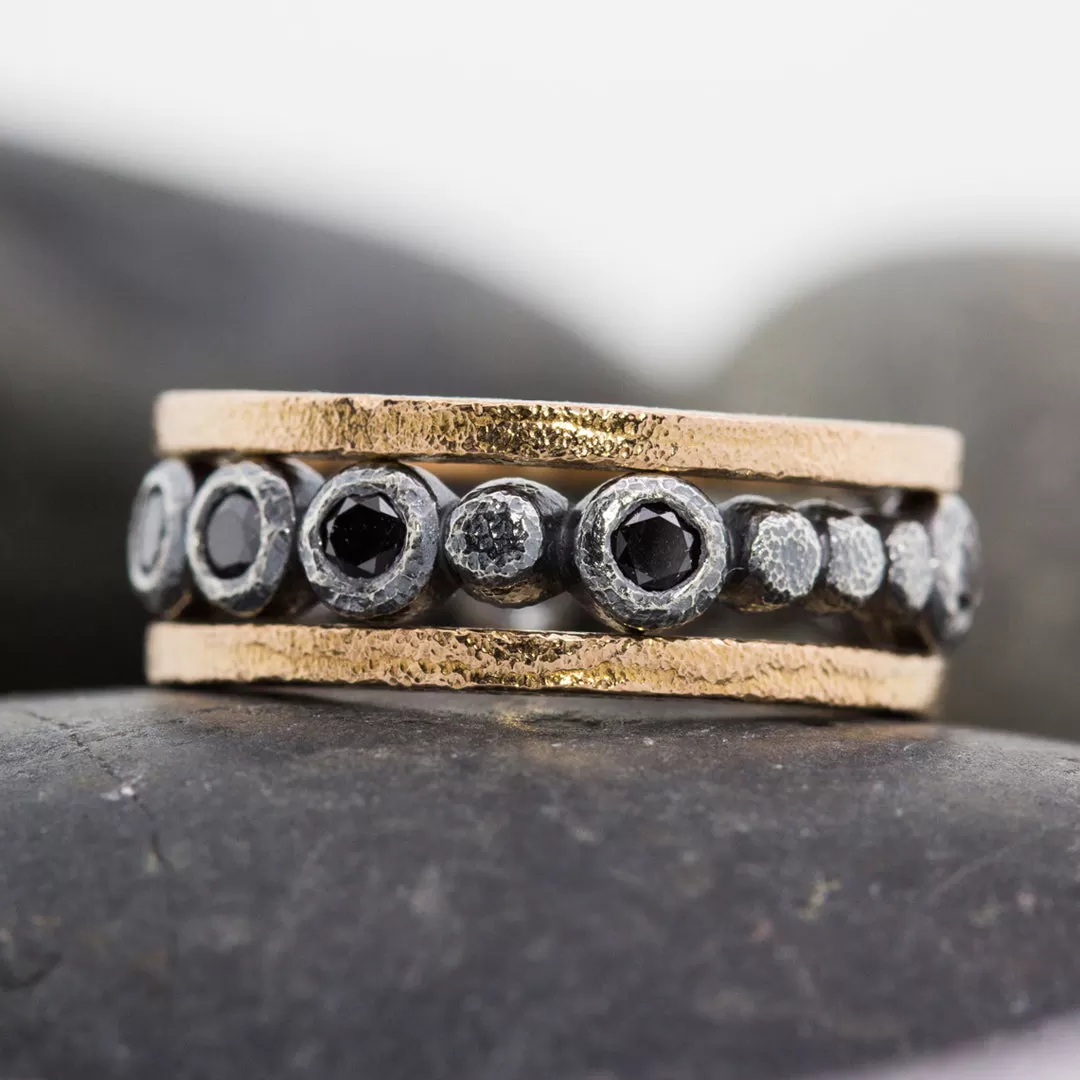 Pebbles and Black Diamond Ring