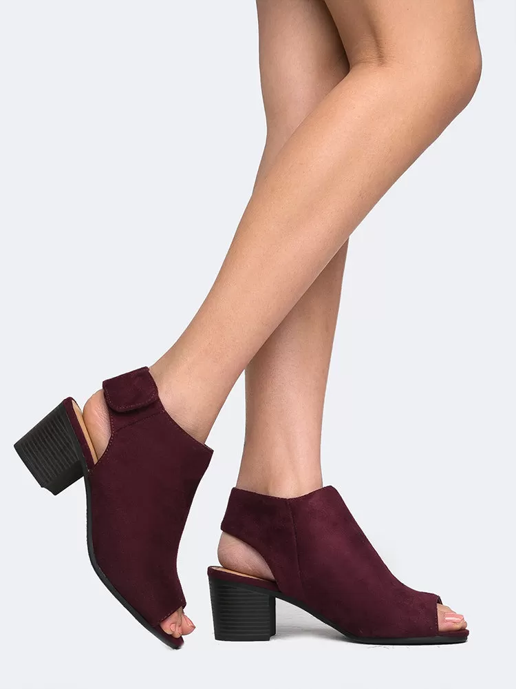 Peep Toe Low Heel Ankle Bootie