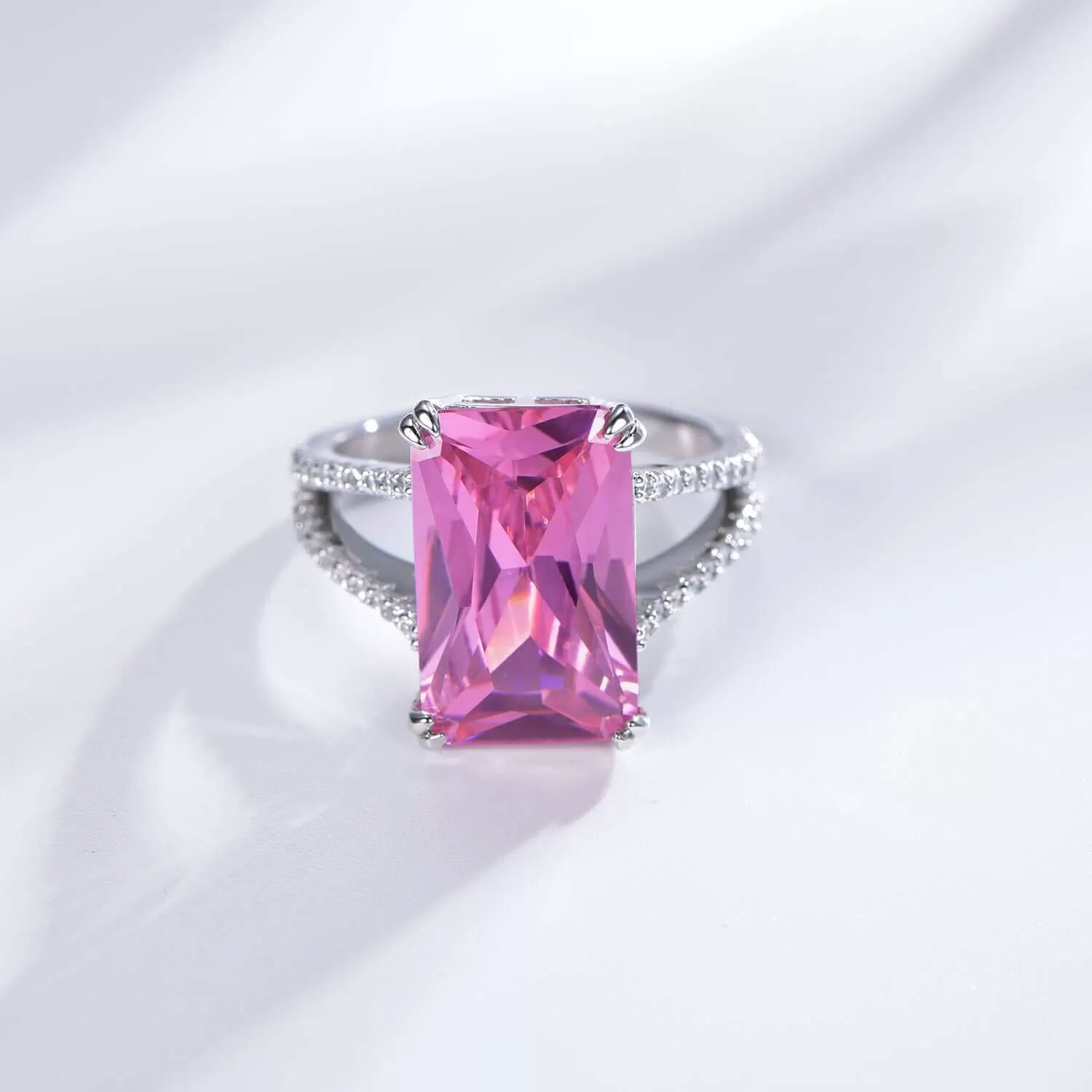 Pink Princess Cut Engagement Ring