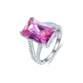 Pink Princess Cut Engagement Ring