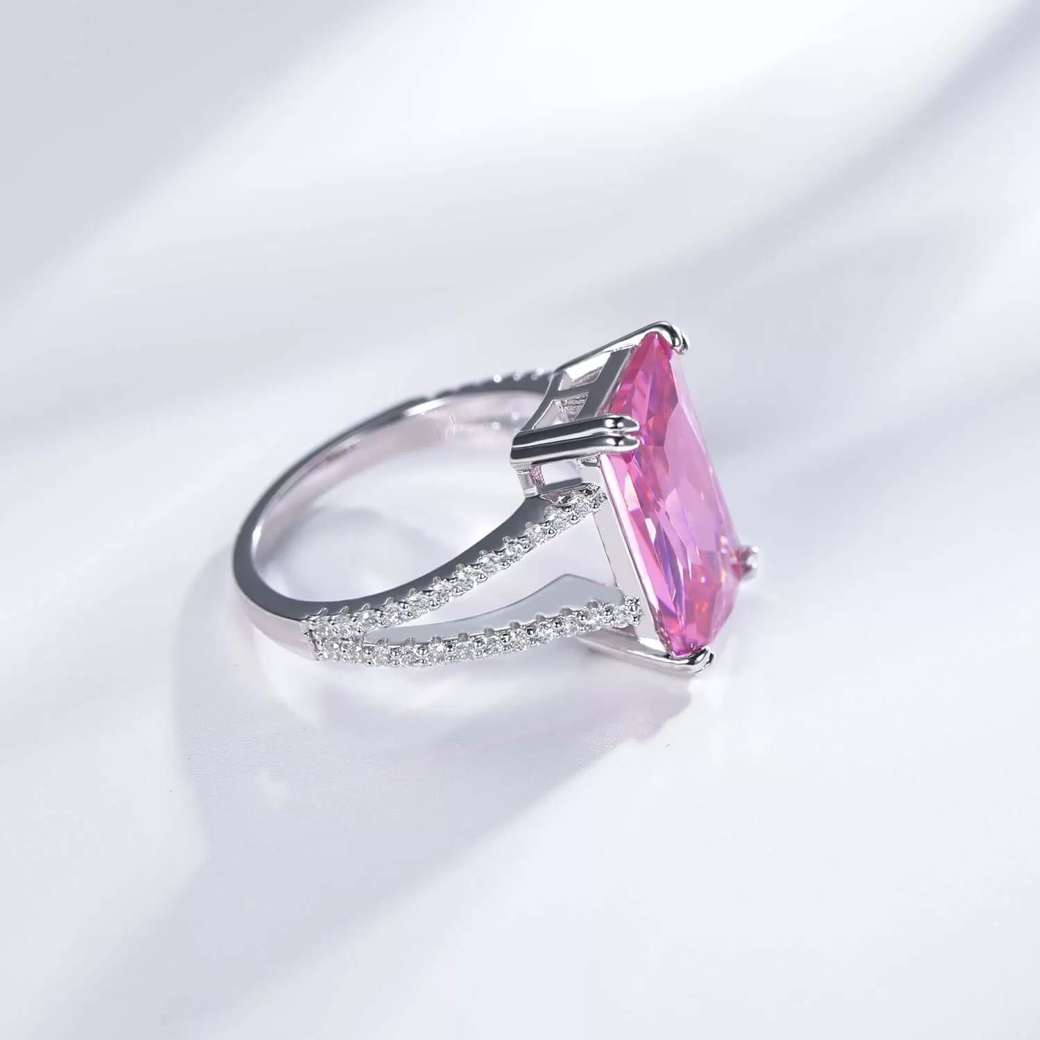 Pink Princess Cut Engagement Ring