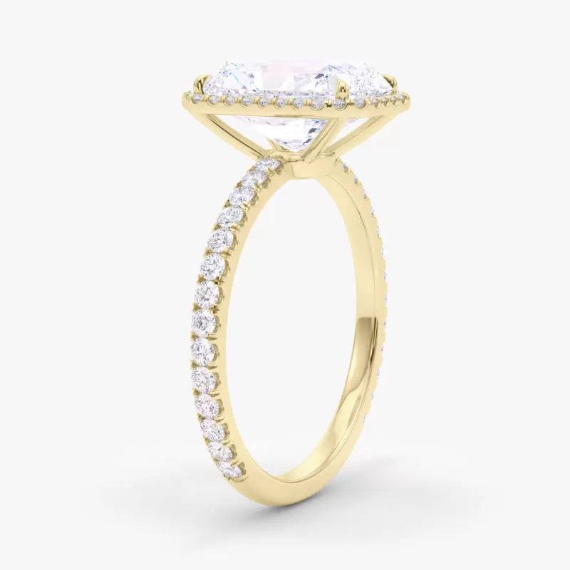 Radiant Cut Halo and Pave Diamond Ring