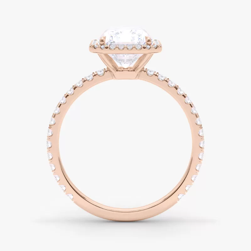 Radiant Cut Halo and Pave Diamond Ring