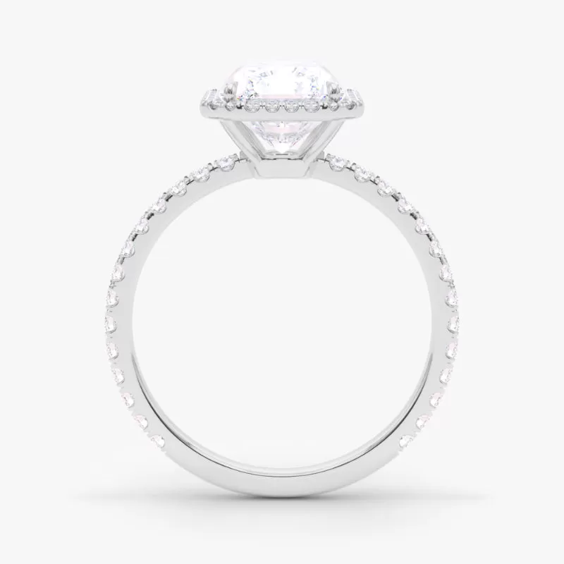 Radiant Cut Halo and Pave Diamond Ring