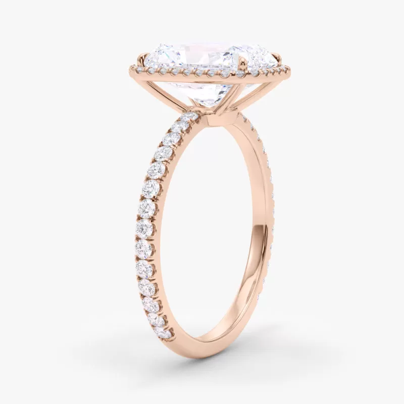 Radiant Cut Halo and Pave Diamond Ring