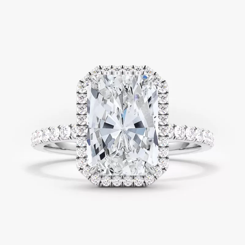 Radiant Cut Halo and Pave Diamond Ring