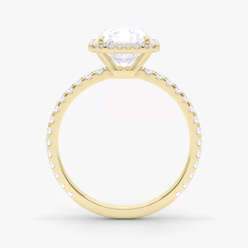 Radiant Cut Halo and Pave Diamond Ring