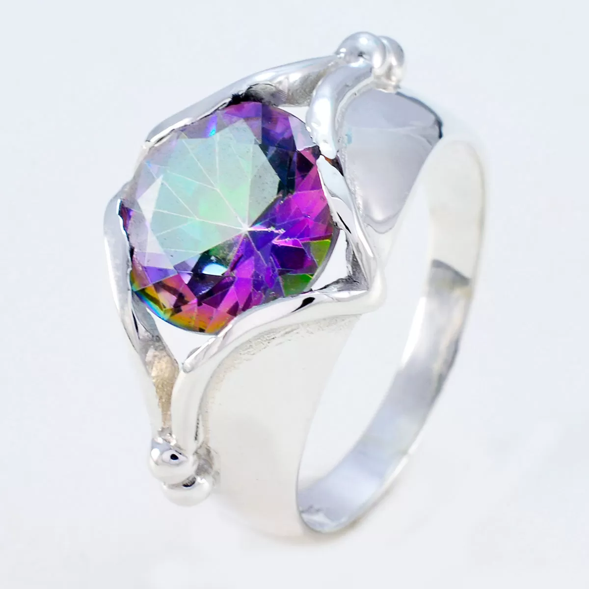 Rajasthan Gem Mystic Quartz Solid Silver Ring Costume Jewelry Wholesale