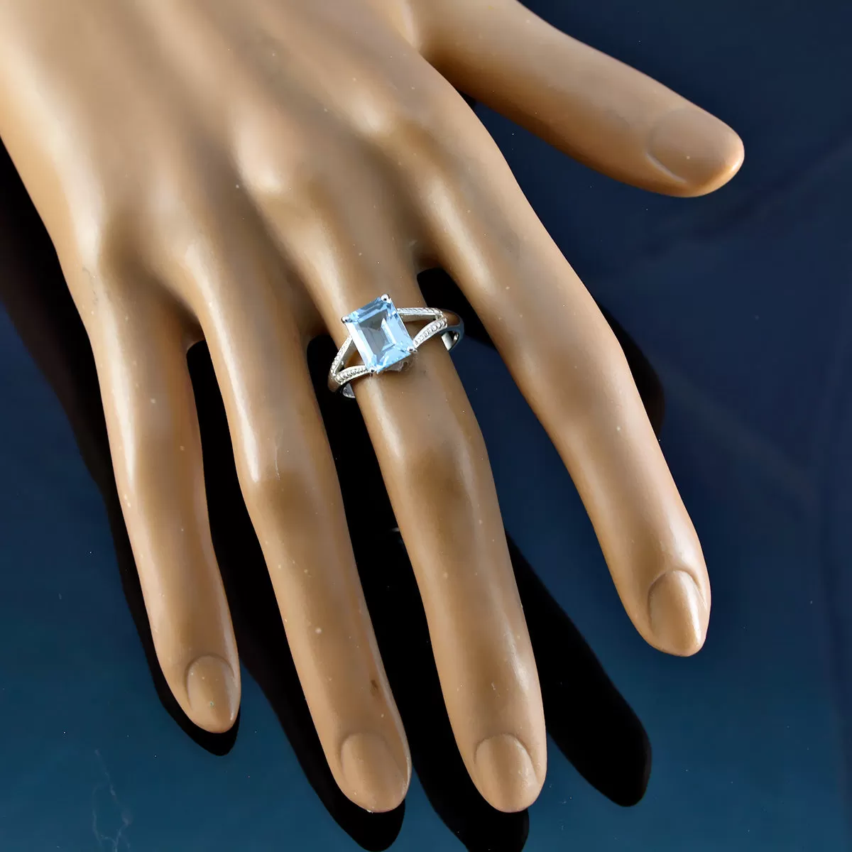 Reals Gemstones Blue Topaz 925 Silver Ring Jewelry Stores Online