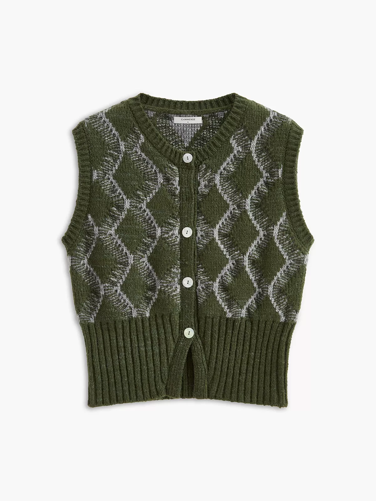 Retro Split Button Sweater Vest