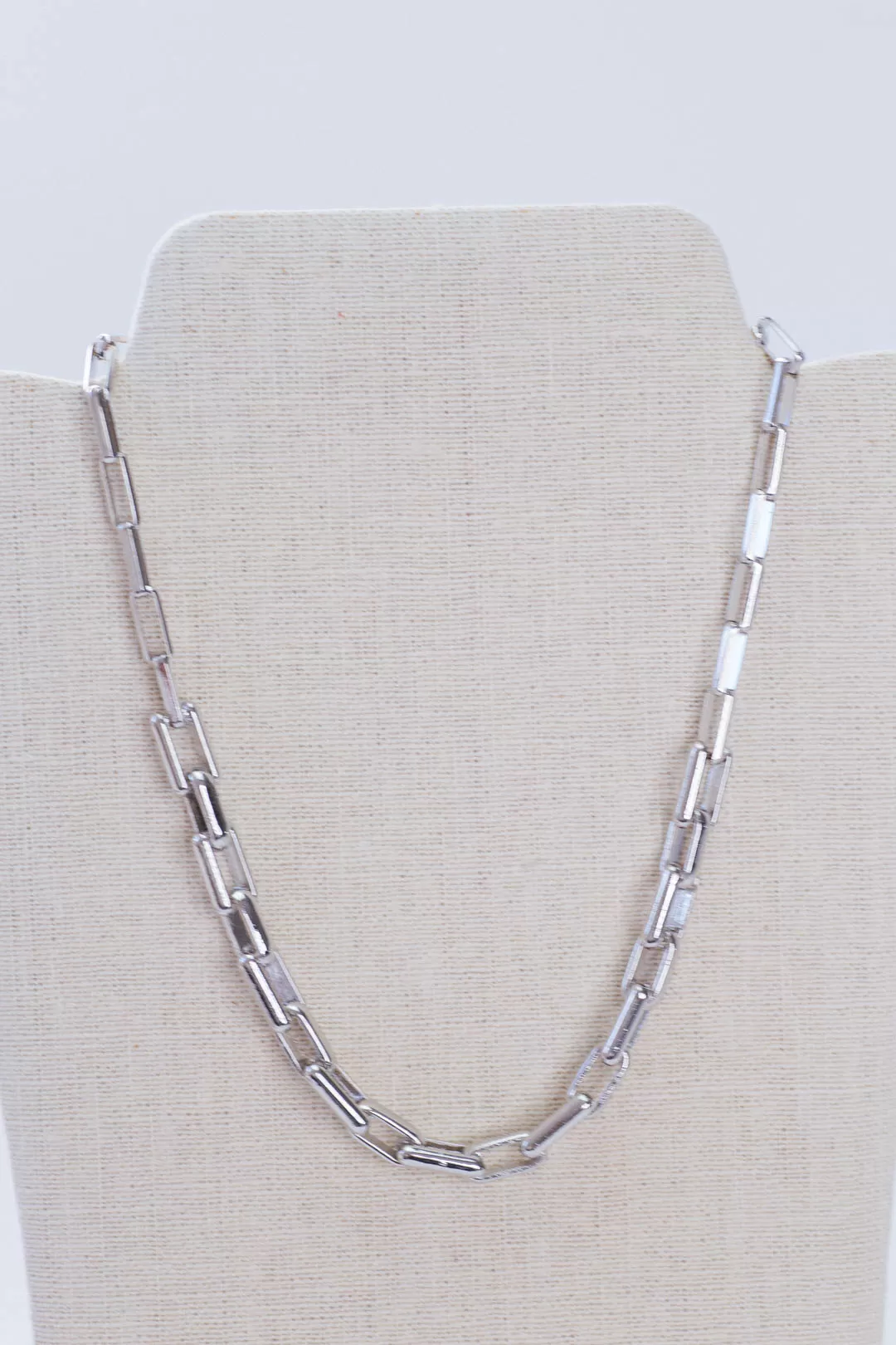 Rhodium Link Necklace, Silver