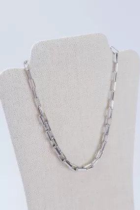 Rhodium Link Necklace, Silver