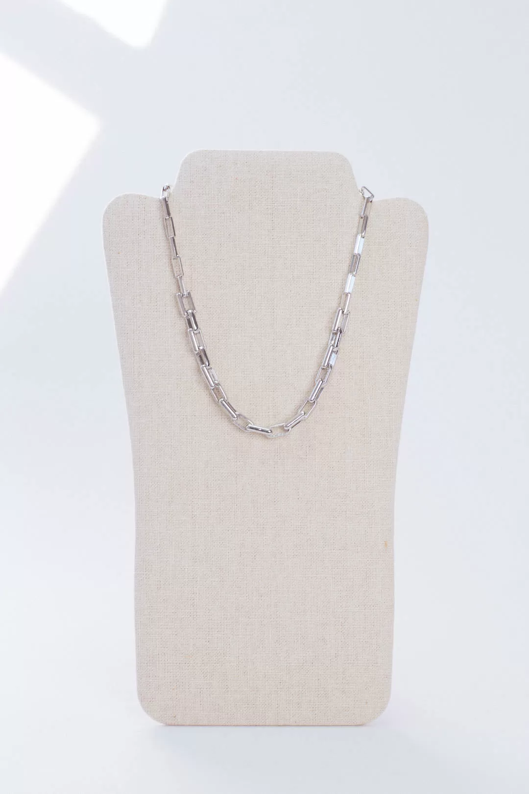 Rhodium Link Necklace, Silver