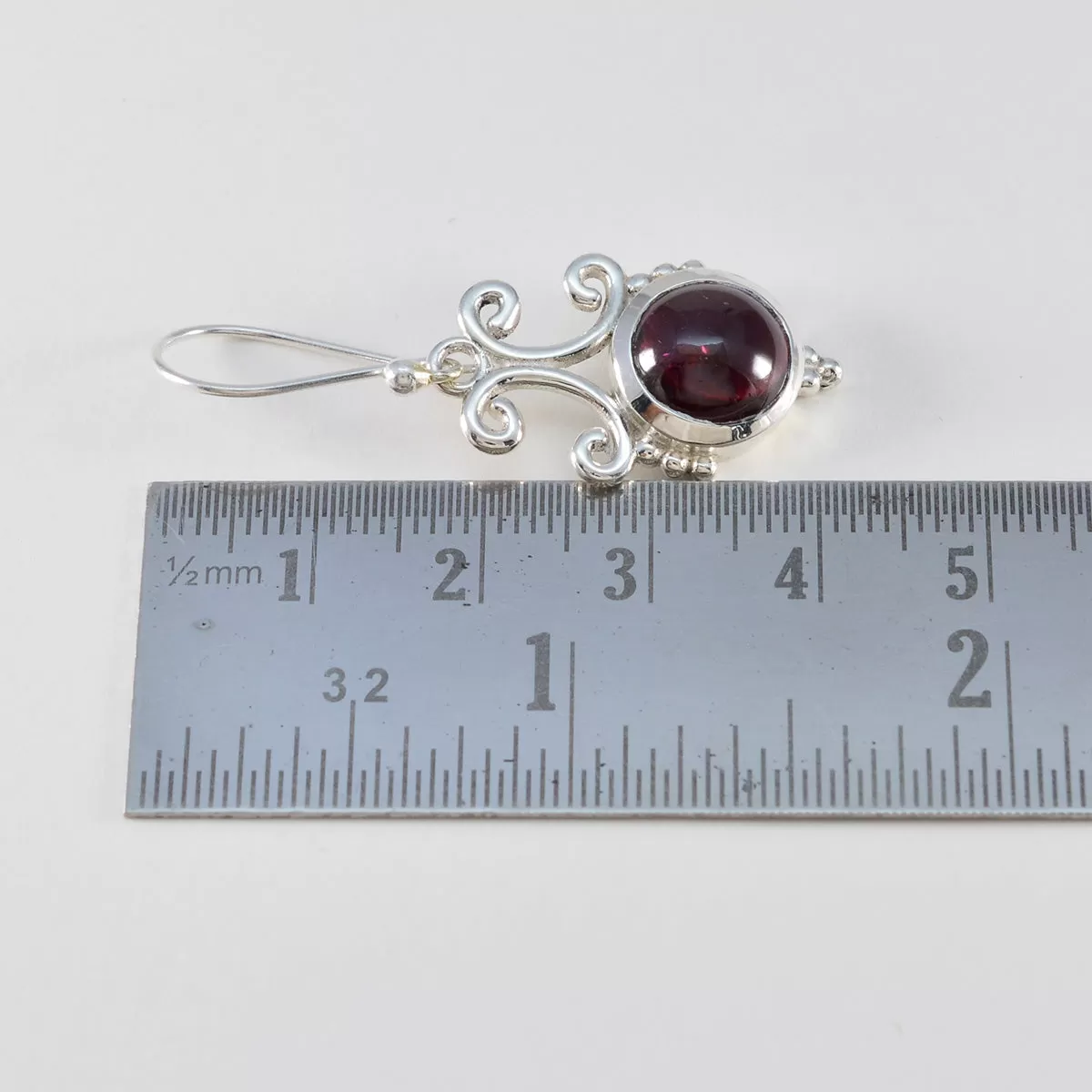 Riyo Beauteous Sterling Silver Earring For Wife Garnet Earring Bezel Setting Red Earring Dangle Earring