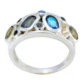 Riyo Dollish Gemstone Labradorite Solid Silver Ring Rainbow Jewelry