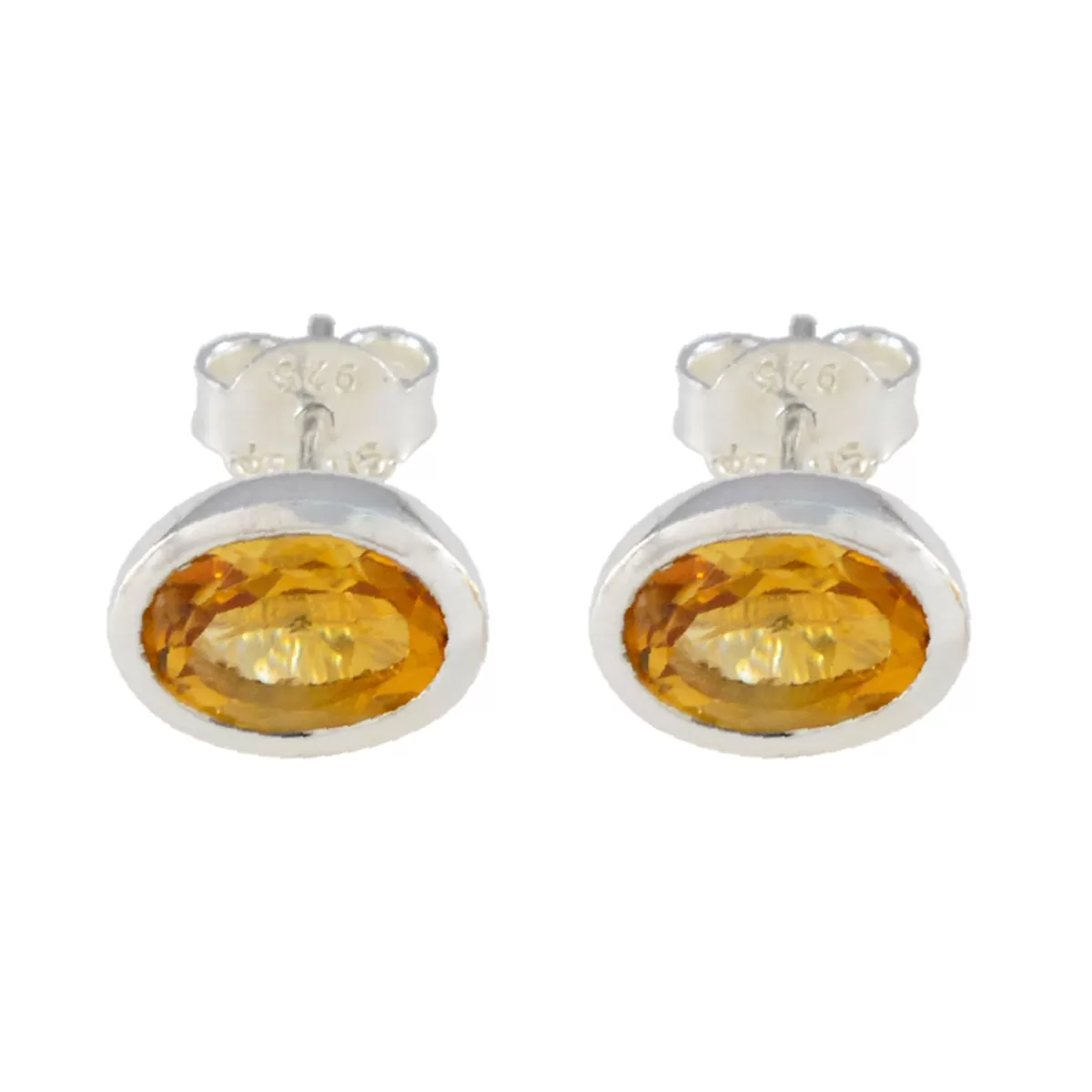 Riyo Elegant 925 Sterling Silver Earring For Female Citrine Earring Bezel Setting Yellow Earring Stud Earring