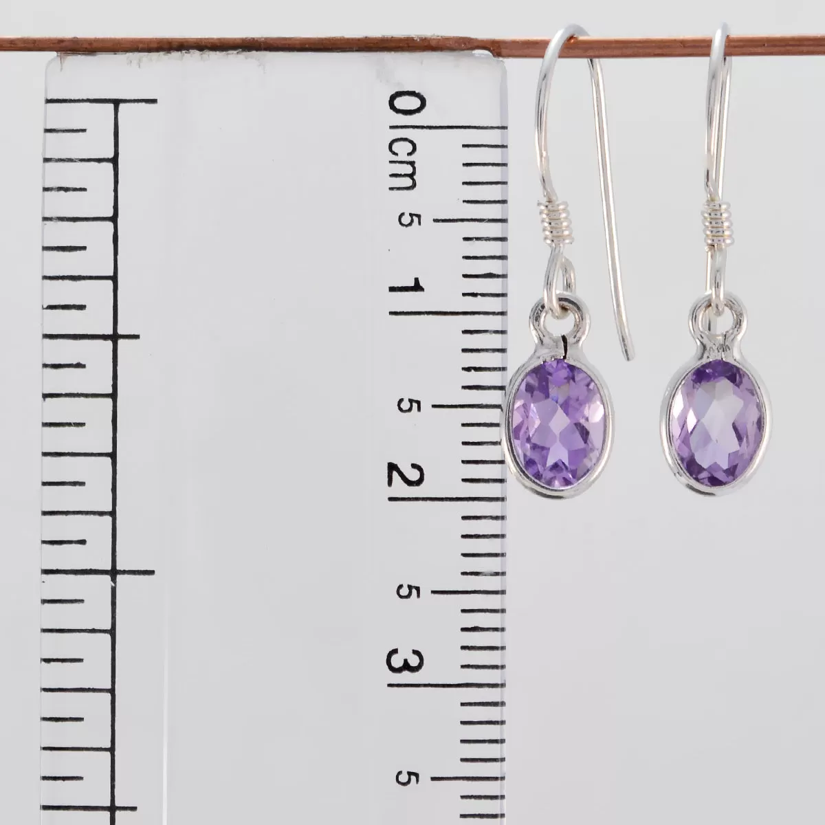 Riyo Genuine Gems oval Faceted Purple Amethyst Silver Earrings college student gift