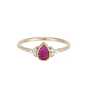 Ruby Pear Diamond Cluster Ring