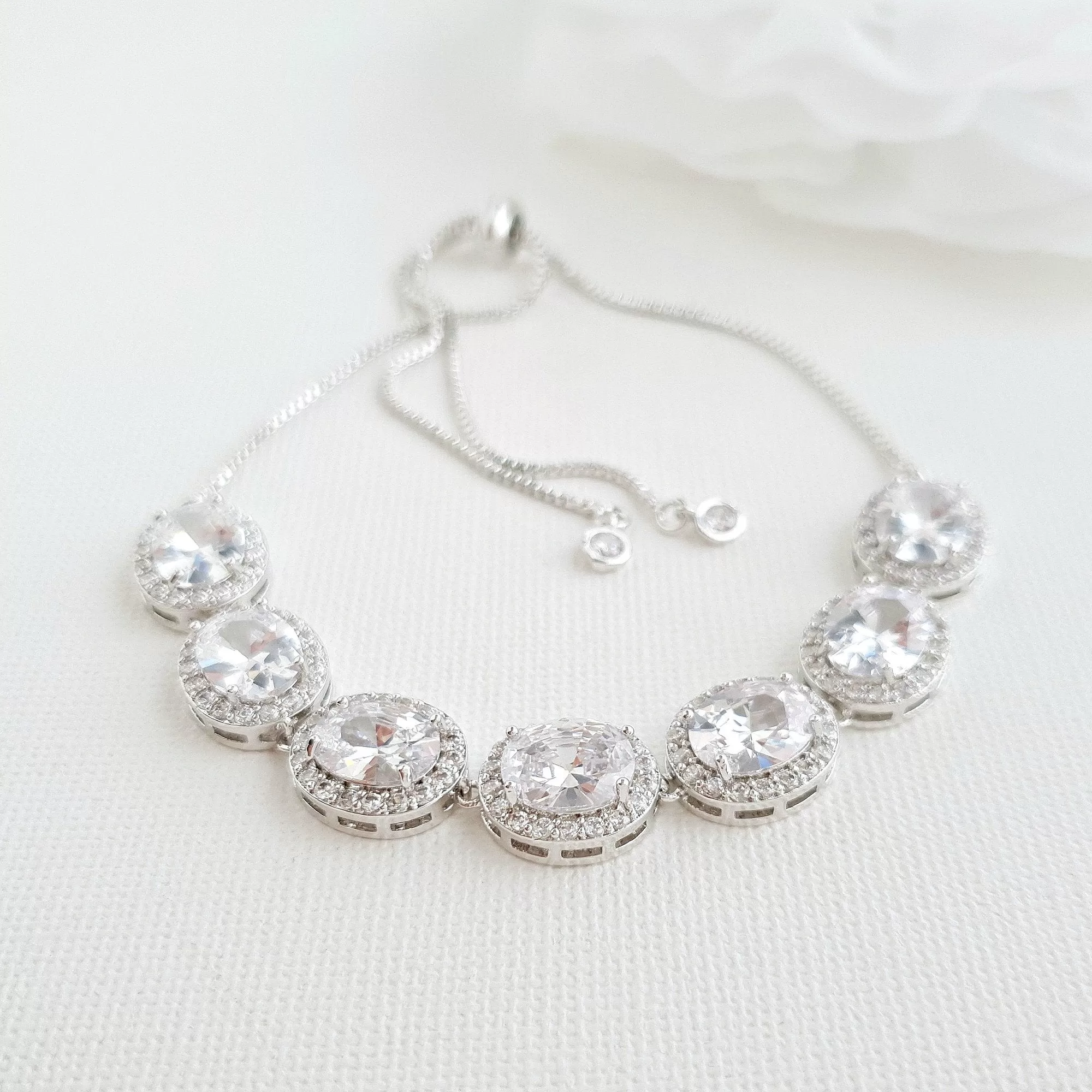 Silver and Crystal Bracelet for Weddings- Emily