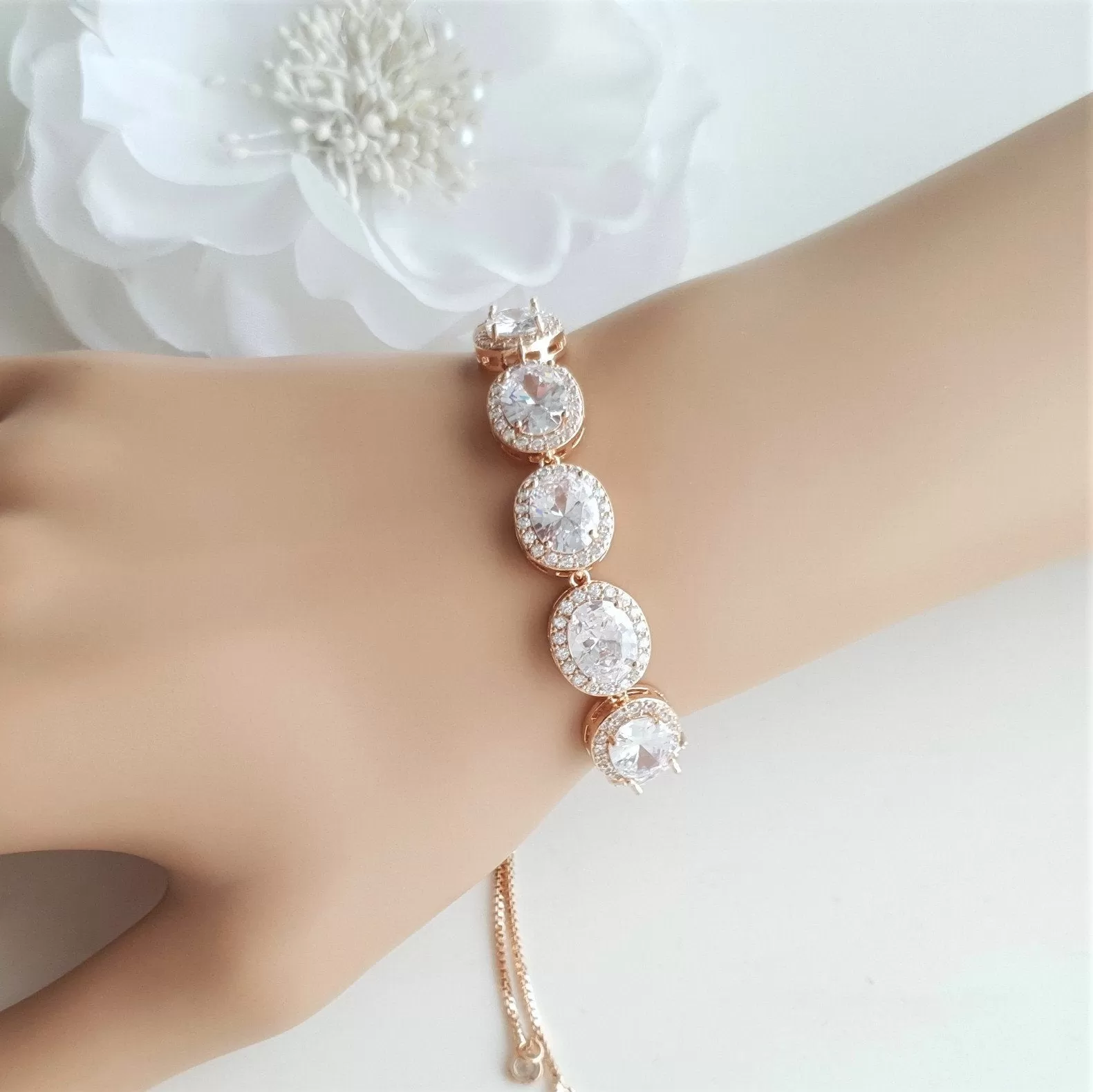 Silver and Crystal Bracelet for Weddings- Emily