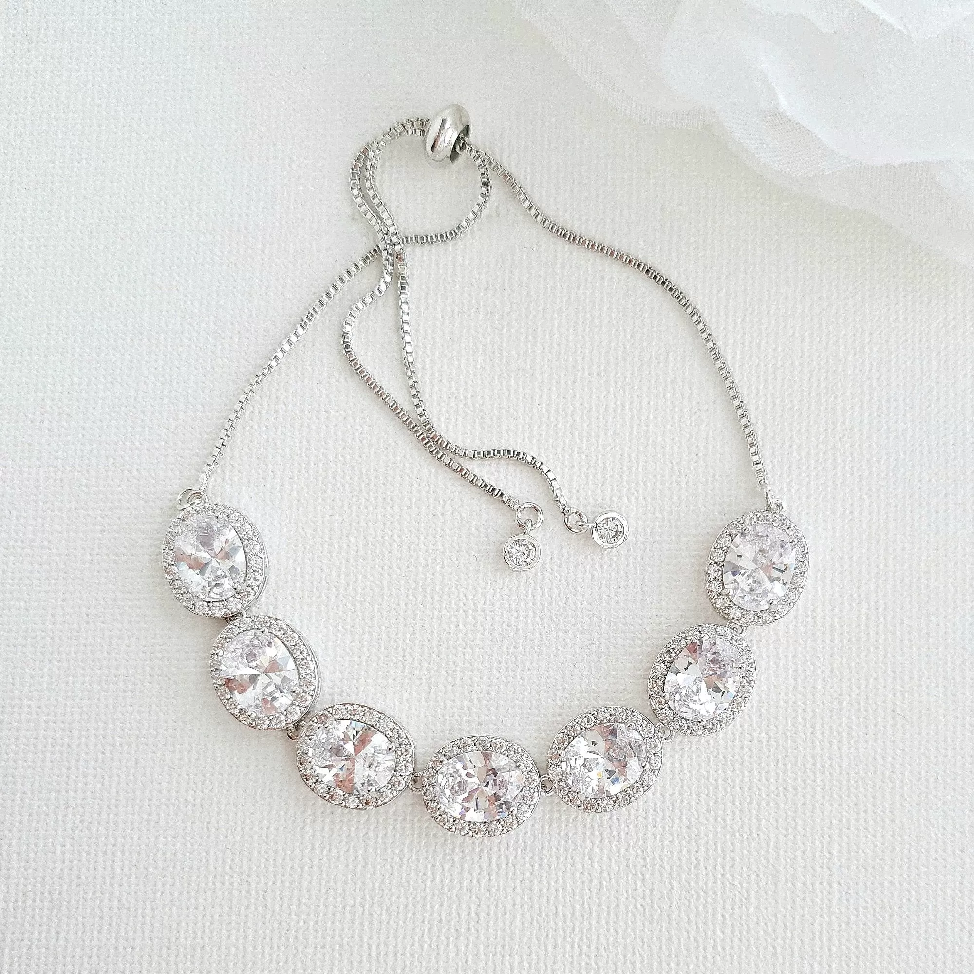 Silver and Crystal Bracelet for Weddings- Emily