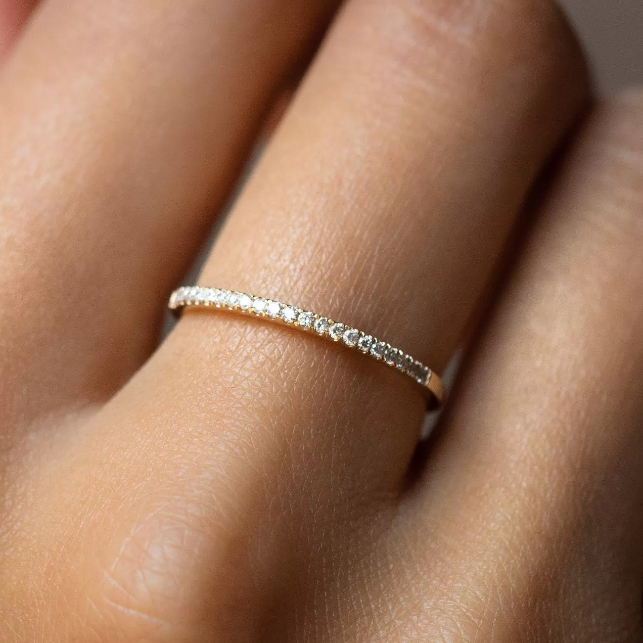 Solid Gold Simple Pave Diamond Band